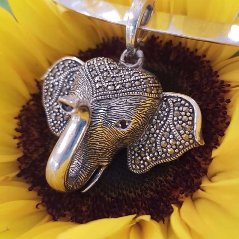 Sterling Silver and marcasite necklace - Elephant