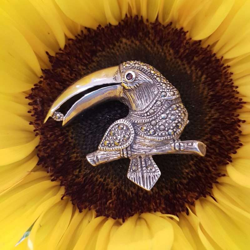Sterling Silver and marcasite brooch - Toucan