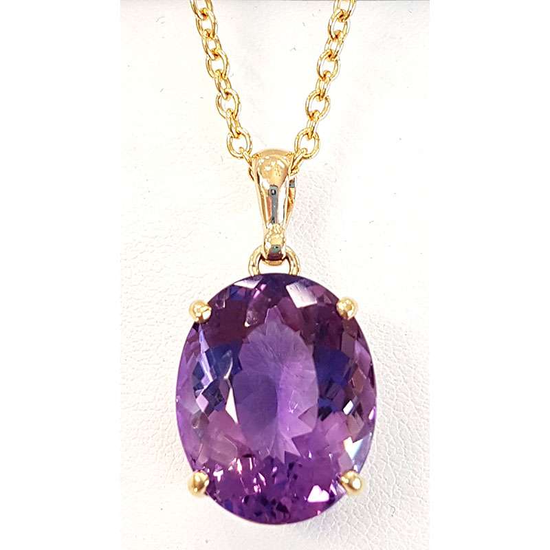Large oval faceted amethyst necklace