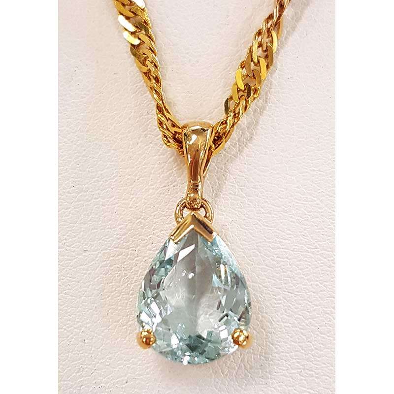 aquamarine gold pendant drop necklace