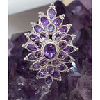 Sterling Silver Very Large Exquisite Amethyst Cluster Ring