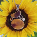 Sterling Silver Mookaite Jasper, Citrine and Pearl Pendant on Chain