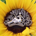 Sterling Silver and Marcasite Brooch - Ornate Nouveau Style - Lady Sitting