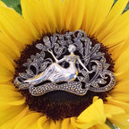 Sterling Silver and Marcasite Brooch - Ornate Nouveau Style - Lady Sitting