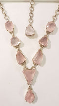 Sterling Silver Faceted Rose Quartz Necklace - All Unique Shapes
