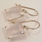 Sterling Silver Faceted Rose Quartz Rectangular Drop Earrings