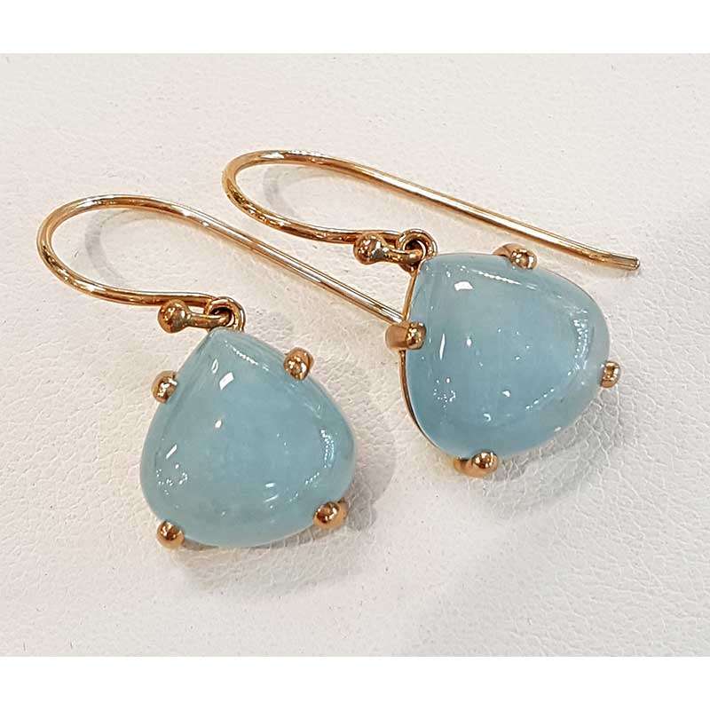 9ct Yellow Gold Teardrop Shape Aquamarine Drop Earrings