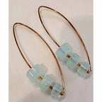 9ct Yellow Gold Long Aquamarine Drop Earrings