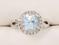 9ct White Gold Topaz and Diamond Round Ring