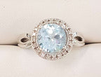 9ct White Gold Topaz and Diamond Round Ring