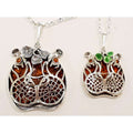 Sterling Silver Amber Large and Small Hippo Pendant on Chain