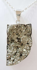 Sterling Silver Large Pyrite Pendant on Chain
