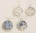 Sterling Silver Lotus Drop Earrings - Mother of Pearl and/or Paua Shell