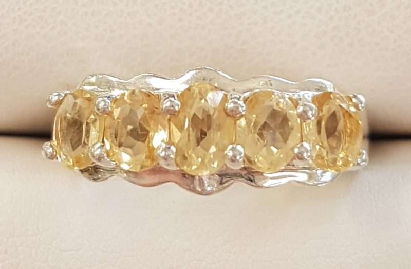 Sterling Silver Citrine Bridge Set Ring