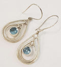 Sterling Silver Blue Topaz Teardrop Shape Drop Earrings