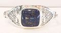 Sterling Silver Filigree Lapis Lazuli Bangle - Ornate