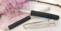 Sterling Silver Fountain Pen and Ball Point Pen - Beautifully Handcrafted in Italy - Sting Ray Leather