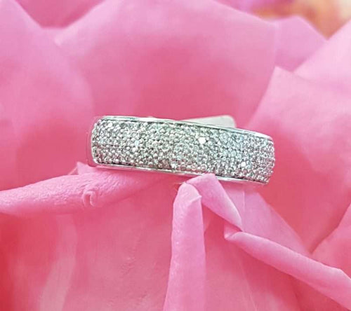 10ct White Gold Pave Set Diamond Ring