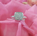 10ct White Gold Diamond Pave Set Square Ring