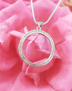 9ct White Gold Channel Set Circle / Round Diamond Pendant on 9ct Chain