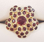 9ct Yellow Gold Garnet Large Exquisite Flower Cluster Ring