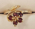 9ct Gold Garnet Flower Cluster Ring