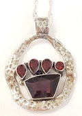 Sterling Silver Garnet Paw Print Pendant on Sterling Silver Chain