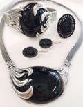 Sterling Silver Large Onyx Necklace, Bracelet, Ring and Earrings - Each sold separately