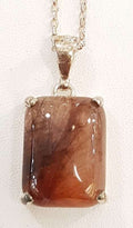 Sterling Silver Rectangular Rutilated Quartz Pendant on Sterling Silver Chain