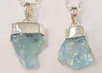 Sterling Silver and Rough Aquamarine Pendant on Silver Chain