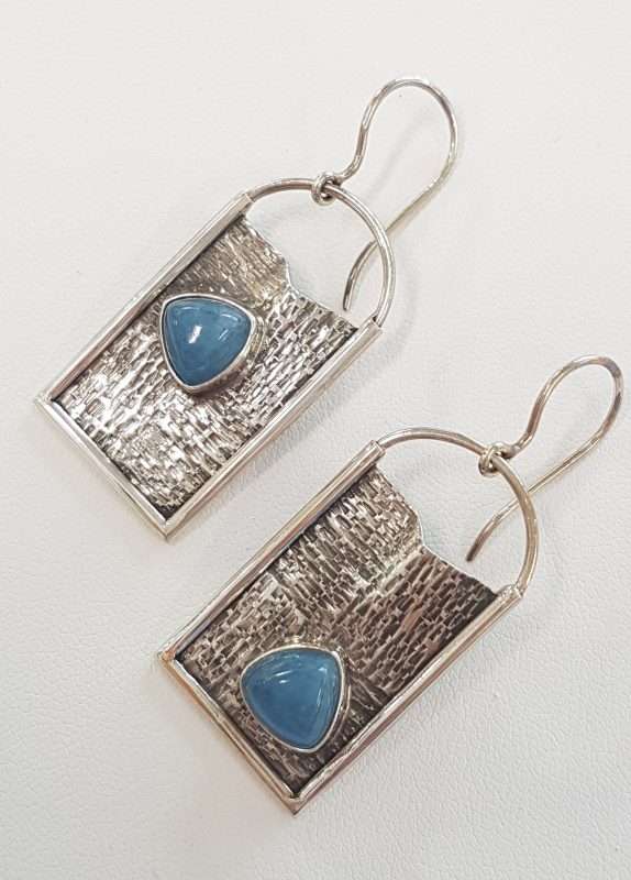 Sterling Silver Large Aquamarine Drop Earrings