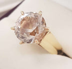9ct Yellow Gold Very Large and High Clear Crystal Quartz Ring