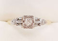 18ct Yellow Gold & Platinum Filigree Diamond Square Engagement Ring