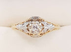 18ct Yellow Gold & Platinum Filigree Diamond Engagement Ring
