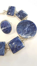 Sterling Silver Large Sodalite Bracelet and Oval Ring - Sold Individually