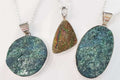 Sterling Silver Oval and Round Large Aventurine Pendants and Sterling Silver Irregular Shape Spectrolite Druzy Pendant on Sterling Silver Chains