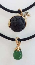 9ct Yellow Gold Swedish Designer Lava Ball Pendant on Neoprene Necklace