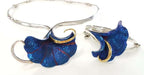 Sterling Silver Vibrant Blue Titanium Large Flower Choker Necklace