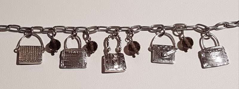 Sterling Silver Handbag Charms Smokey Quartz Bracelet