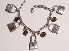 Sterling Silver Handbag Charms Smokey Quartz Bracelet