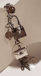 Sterling Silver Handbag Charms Smokey Quartz Bracelet
