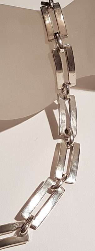 Sterling Silver Rectangular Link Bracelet - Heavy