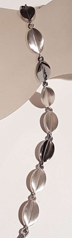 Sterling Silver Leaf Design Bracelet with Black