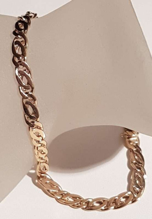 14ct Yellow Gold Oval Flat Curb Long Bracelet