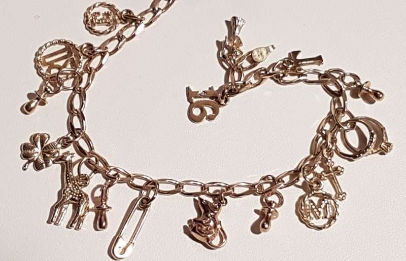 9ct Yellow Gold Charm Bracelet - 16 Charms