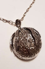 Sterling Silver Marcasite Large Round Pendant on Sterling Silver Chain