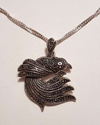 Sterling Silver Marcasite Bird Pendant on Sterling Silver Chain