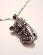 Sterling Silver Marcasite Australian Koala with Ruby Eyes Pendant on Sterling Silver Chain