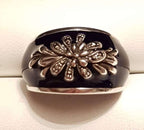 Sterling Silver Marcasite Wide Ornate Royal Navy Blue Enamel Ring
