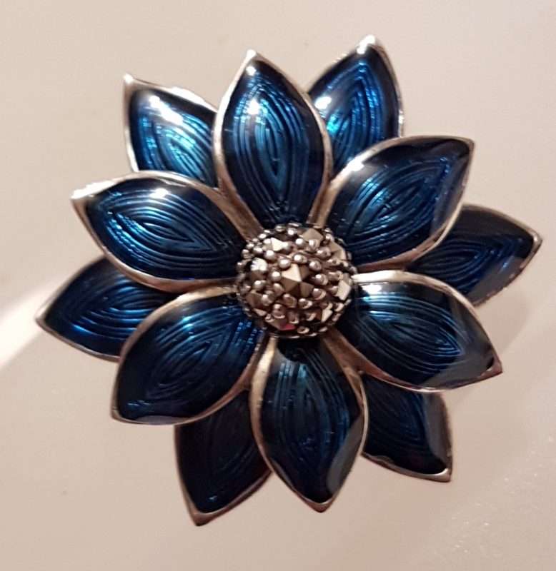 Sterling Silver, Marcasite and Enamel  Flower Ring - Sold Individually